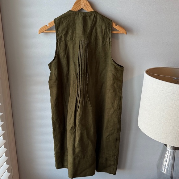 Quince 100% European Linen Sleeveless Swing Dress in Martini Olive NWT - Picture 10 of 10